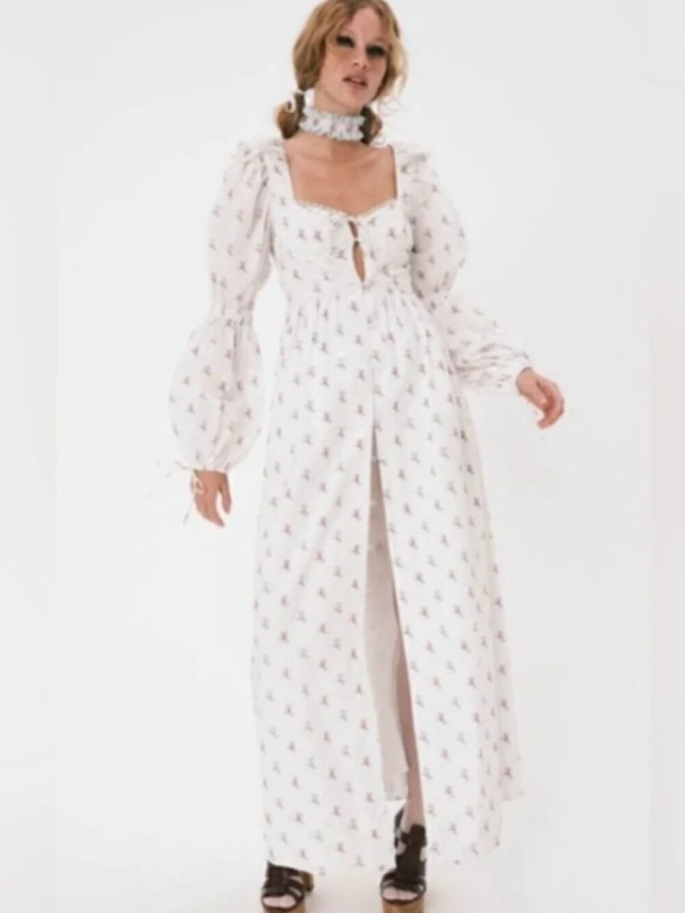 For Love & Lemons Carlotta White Floral Maxi Dress NEW